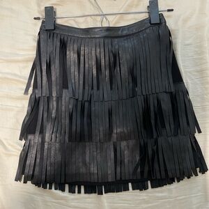 H&M Black Layered Fringe Mini Skirt